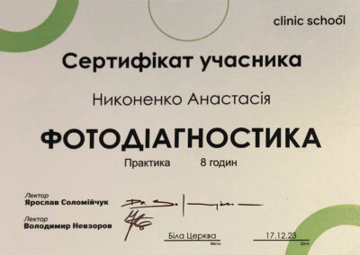 сертифікат Никоненко Анастасія Вікторівна